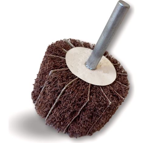 Roue abrasive de polissage satinage sur tige Lamelles tissu abrasif et mousse abrasive - A l'unité - Ø 50 - Gr. 60 (1/5)