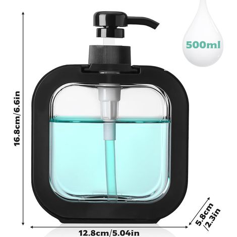 2 dispensadores de jabón negro de 500 ml, botella con bomba vacía, dispensador de jabón líquido para platos, dispensadores de gel de ducha, botellas de plástico con bomba vacías para champú y loción d (1/4)