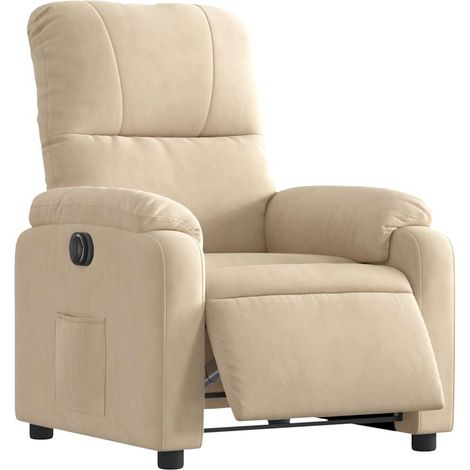 Fauteuil relax TV fonction d'inclinaison électrique très confortable en tissu microfibre crème DEC028295