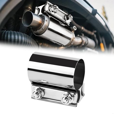 Collier Echappement, Manchon Echappement Acier Inoxydable, Ø45 mm Connecteur de Tuyau, Universels Collier de Serrage Double D'échappement pour Moto et Voiture Accessoires de Tuyaux (1/5)