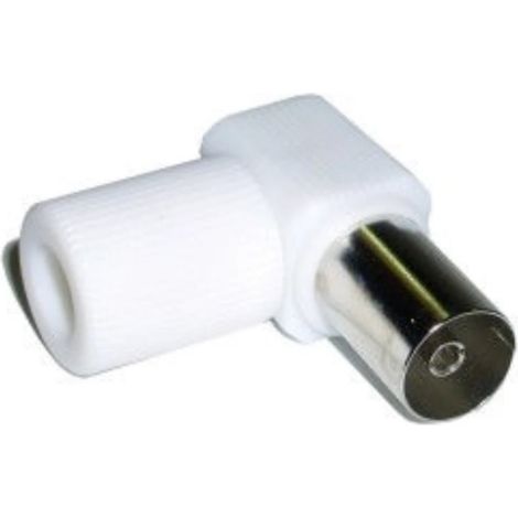 Antenna connettore a gomito in plastica bianca 9,5 femmina ref 70101