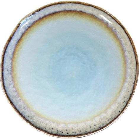 Lot de 6 assiettes plates rondes en porcelaine turquoise pour le dîner 27 x 27 x 1,6 cm - PANGIVO (1/4)
