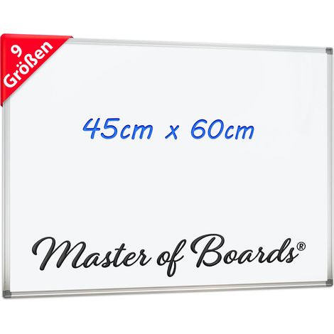 Floordirekt – Tableau blanc magnétique 45 x 60 cm – Surface laquée résistante aux rayures – Montage mural vertical et horizontal – Plateau de rangement intégré