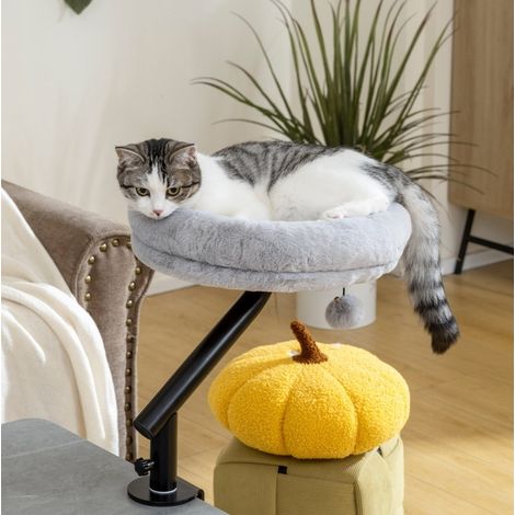 Amaca per gatti da scrivania orientabile a 360°, altezza regolabile, grigio DESVIAE (1/5)