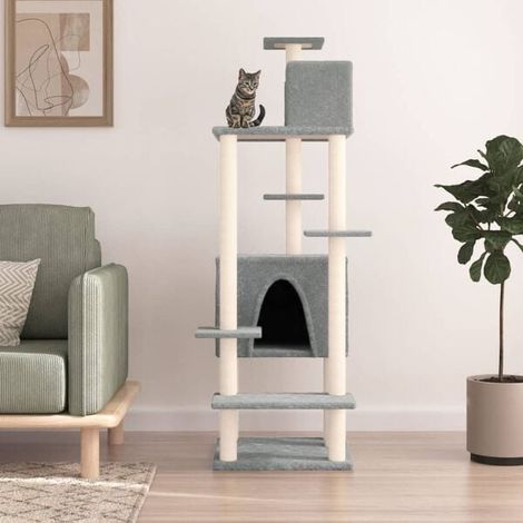 Arbre à chat avec griffes en sisal, gris clair, 154 cm