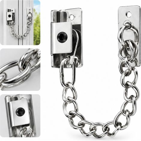1 Pièce Chaîne de Sécurité pour Fenêtre en Acier Inoxydable, Longueur 20 cm, Verrou Sans Perçage (1/5)