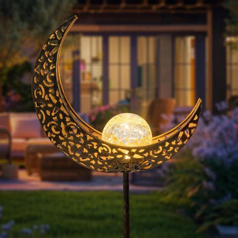 Lampes solaires lune pour décoration de jardin, cadeau pour femme, bronze-AquaForge