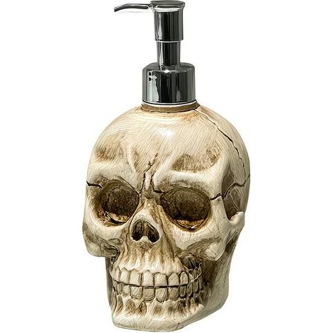 Filiyano-Distributeur de savon gothique en forme de crâne, en résine et acier inoxydable, pour gel douche. (1/5)