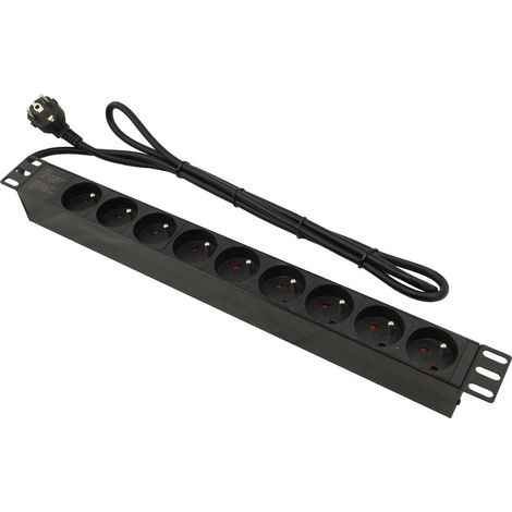 Multiprise 230 V, rack 19", 9 prises, 1,8 m (1/3)