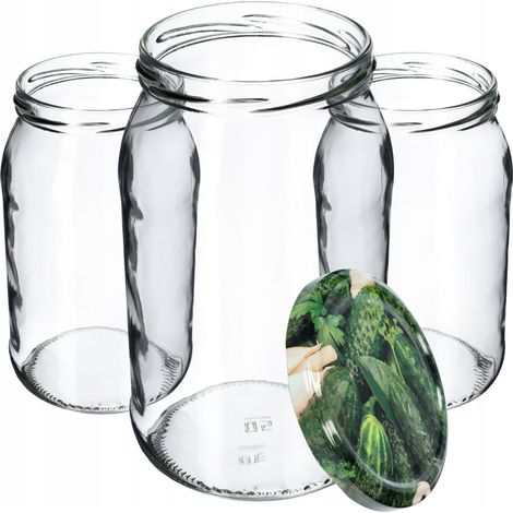 KADAX Lot de 8 bocaux de conservation en verre pour couvercle à visser - 900 ml - Pour confiture, conservation, cornichons, K5198 (1/5)