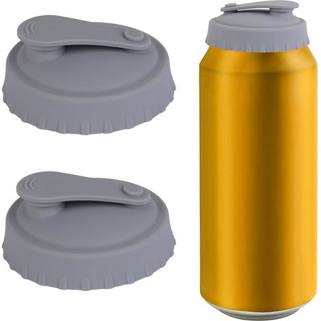SHINING HOUSE 2er-Pack Silikon-Getränkedosendeckel mit kleinem Deckel, grau, leicht zu reinigen und wiederverwendbar, staubdicht, grau (1/4)