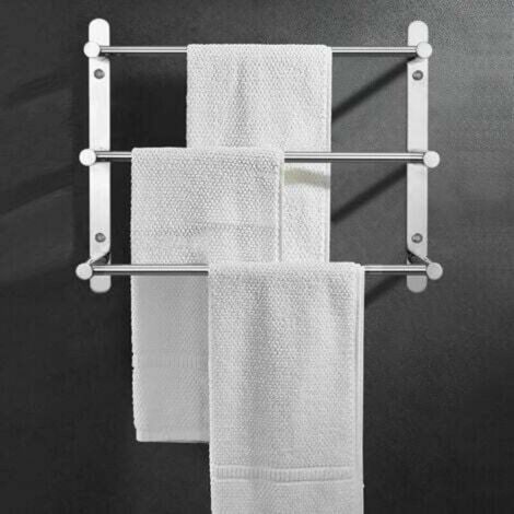 Porte-serviettes mural à plusieurs niveaux en acier inoxydable 304 – 60 cm – fixation murale – 3 barres – pour salle de bain et cuisine (1/5)