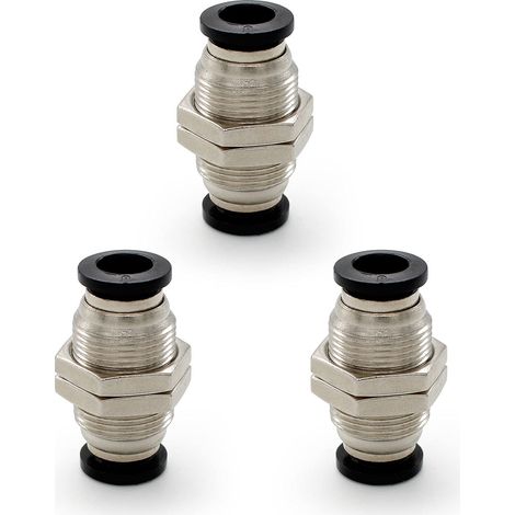3 Pièces Connecteurs Pneumatiques, Raccord de Cloison Pneumatique, Connecteur Rapide Pneumatique Diamètre du Tuyau Raccordable 8 MM