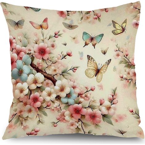 Housse de coussin extérieur floral, décoration maison printemps été pour salon chambre,40×40cm (1/5)