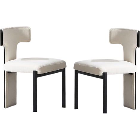 Wahson Set di 2 Sedie da Pranzo Moderne, Sedie da Cucina Imbottite in Ciniglia con Gambe in Legno e Metallo, Poltroncine per Soggiorno e Cucina, Bianco