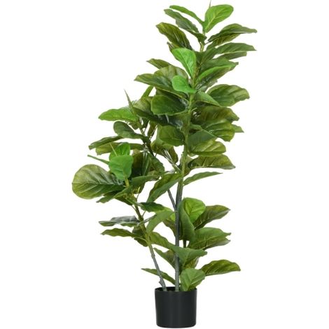 Planta de ficus artificial, 110 cm de altura con 90 hojas y maceta para sala de estar. Disponible en tienda. (1/5)