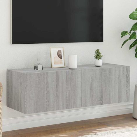 TV-Wandschrank mit LED-Leuchten Grau Sonoma 100x35x31 cm (1/5)