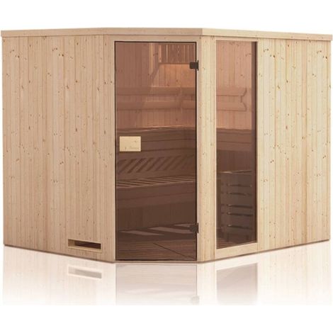 FinnTherm Innenkabine Spruce für Saunahäuser 3 Sitzbänke aus Holz mit 68 mm Wandstärke