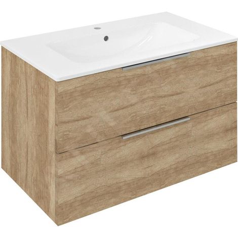 Sapho Cirasa - Meuble-lavabo 80x52x46 cm, 2 tiroirs, chêne Alabama CR801-2222 (1/5)