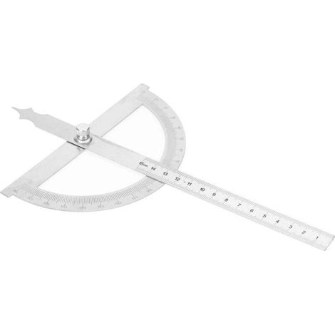 Goniomètre, rapporteur d'angle 1", acier inoxydable, durable, portable, surface lisse, idéal pour le bricolage et le travail du bois (83 mm x 278 mm, argent) (1/4)