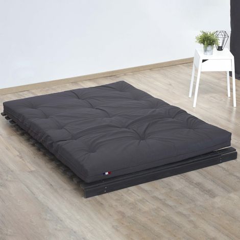 Matelas futon latex et fibres fabrication française Couleur Gris Anthracite 90 x 190