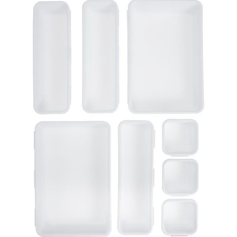 Boîte Rangement Tiroir 8 Pièces Organisateur Maquillage En Plastique Modulaire Plateaux De Rangement Pour Cosmétiques Bureau Et Salle De Bain 9.25 X 6.10 X 1.77 in (1/5)