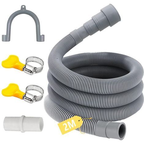 Tuyau Vidange Lave Vaisselle, 1M/1.5M/2M/3M/4M/5M/6M Rallonge de Tuyau de Vidange, avec SuPETort Forme U et Colliers de Serrage,2M) (1/5)