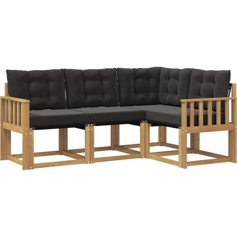 vidaXL Outdoor Sofa Set 4 pcs White and Black (1/5)