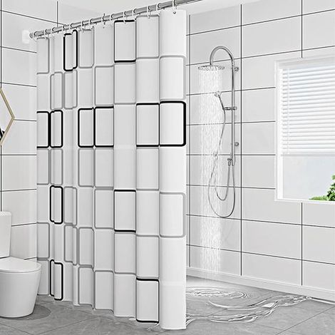 Cortina de ducha - 180 x 200 cm - Incluye anillas - Cortina de ducha antimoho - Impermeable - Lavable - Calidad premium - Cortina de baño (1/4)