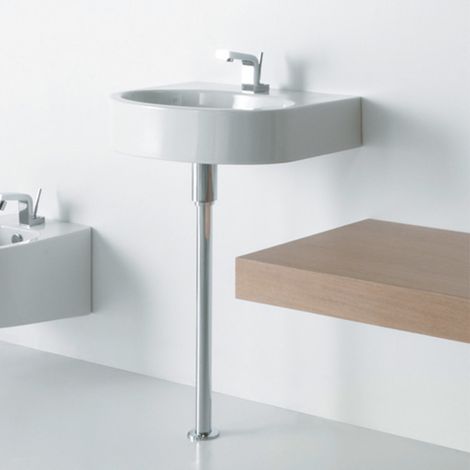 Lavabo d'Appoggio a Parete o Sospeso 60x44xh14 cm - LIKE BW -  in Ceramica Bianco (1/5)