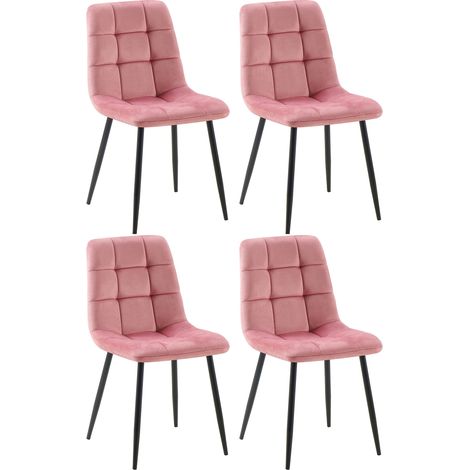 CLP – Lot de 4 chaises de salle à manger Antibes en velours – Rembourrage confortable – Pieds en métal noir – Charge max 150 kg (1/5)