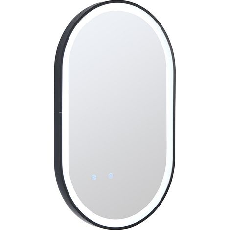 Specchio per bagno luminoso ovale antiappannamento 60 x 90 cm con contorno Nero - ALARICO