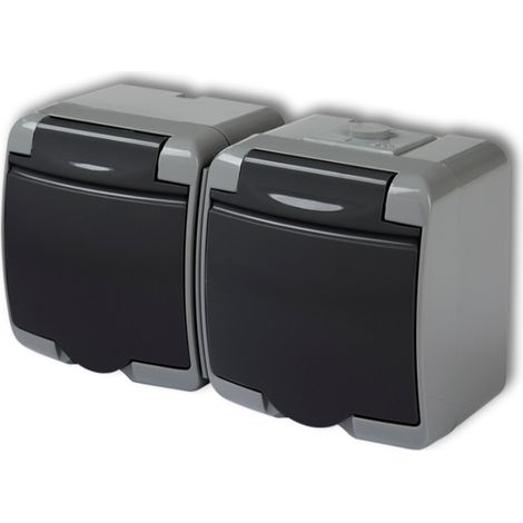 Enchufe doble Junior con/sin toma de corriente (tapa de grafito) fresno/grafito IP54 30GHE-2