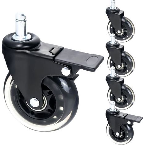 Bürostuhlrollen für Hartböden, 5er-Set, geräuscharm und bodenschonend, 11 mm (1/5)
