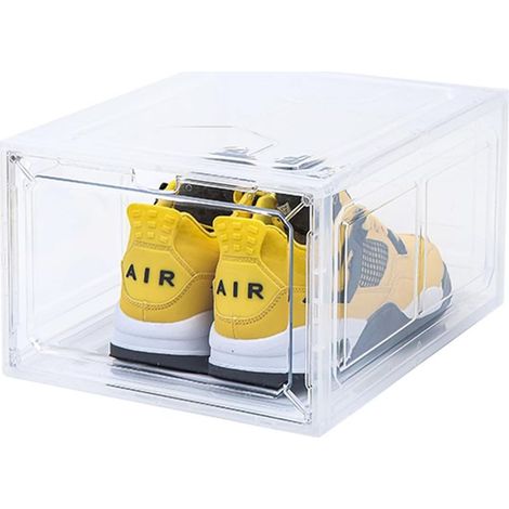 (1 pièce) Boîte à chaussures, empilable, en plastique rigide, transparente, avec couvercle, rangement pour chaussures à talons, bottines, escarpins (1/5)