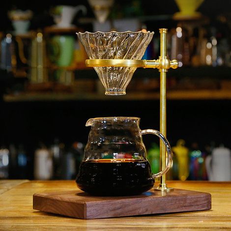 Kaffeefilterhalter aus Holz und Messing, Tropffilter-Tassenständer, Zubehör für die Kaffeezubereitung (1/5)
