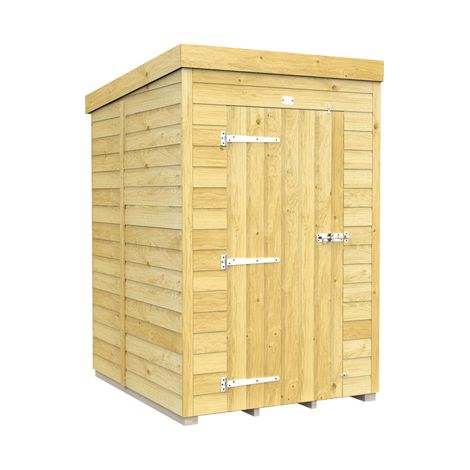 4 x 5 Feet Pent Shed - Single Door Without Windows - Wood - L147 x W127 x H201 cm