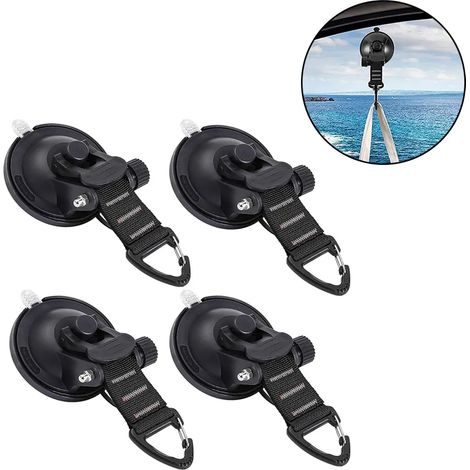 4 ganchos de ventosa extrafuertes, anclajes de ventosa, ganchos de ventosa para camping, toldos, autocaravanas, accesorios de camping, ganchos de montaje para coche, soportes multifuncionales de vento