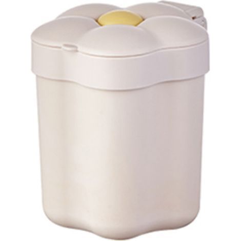 Mini papelera de mesa con tapa, bonita papelera portátil, pequeño cubo de basura para dormitorio, oficina, sala de estar (Blanco) (1/4)