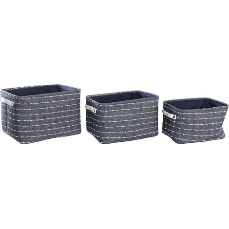 DKD Home Decor Set de Cestini blanc bleu marine (1/4)