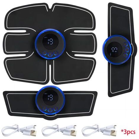 Abdominal electrical muscle stimulation (EMS) device, muscle toner, USB massage and fitness device for abs and hips, for weight loss and home fitness