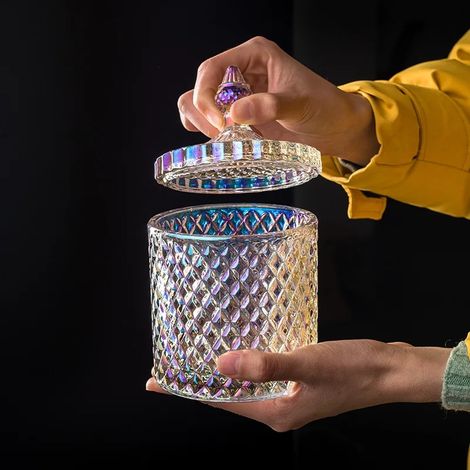 Bocal à bonbons en verre de luxe avec couvercle, boîte de rangement pour noix, objet de décoration de bureau.