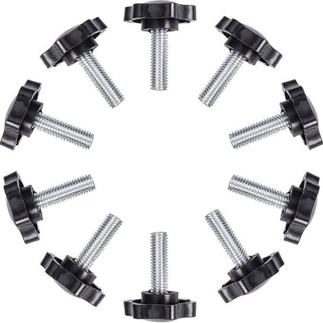 Vis à oreilles, Lot de 10 vis moletées filetées à tête étoile en plastique durable, boutons de poignée en fer (1/5)