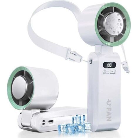 Mini-Ventilator, tragbarer Handventilator mit LED-Anzeige, Kühlfunktion, 1–199 Geschwindigkeitsstufen, 5000-mAh-Akku, Nackenventilator mit Turbofunktion für Reisen, Outdoor-Aktivitäten, Camping und Zu (1/4)