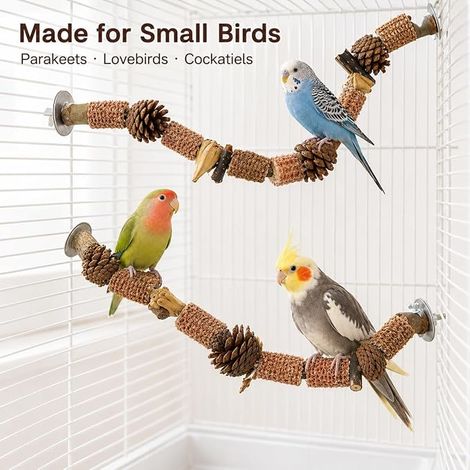 Jouets pour Oiseaux, 80cm Jouet Perroquet en Bois Massif Naturel, Perchoir Perroquet, Accessoire de Cage à Oiseaux, Perchoir pour Perroquets, Pinsons, Perruches, Calopsittes (1/4)