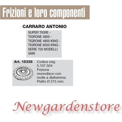 Kupplungsscheibe 15201 CARRARO ANTONIO Super Tigre 4800 King 215x145x3,8