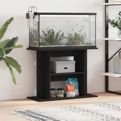Meuble Support Noir Aquariums 80 X 30-35 cm. 1 étagère Support solide et stable pour aquariums (1/5)