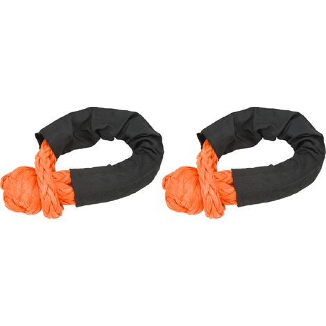 Lot de 2 manilles souples de récupération, résistance à la rupture de 35 tonnes, manilles légères en corde pour camions, grands SUV et véhicules tout-terrain, orange (1/5)