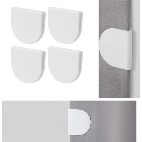 4 pinces en acrylique pour rideaux de douche, crochets de rideaux sans perceuse (1/4)