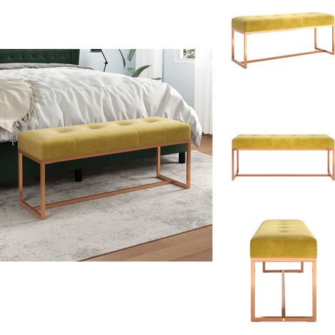 Sitzbank Senfgelb 110x36x45 cm Samt - Sitzbank - Sofa Bank - Wohnzimmer Dekoration - Samtsofa - Gelbe Couch (1/5)